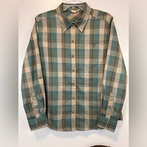 Ascend Green Plaid Button Down Polyester‎ Long Sleeve Shirt Women’s Size Large